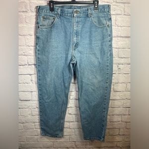 Vintage Carhartt Mens 38x30‎ Distressed Spell Out Box Logo Straight Leg Jeans